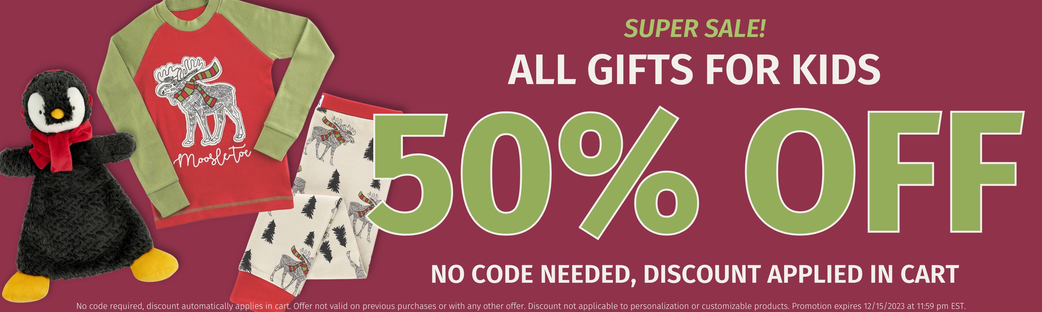50% off gifts for kids!