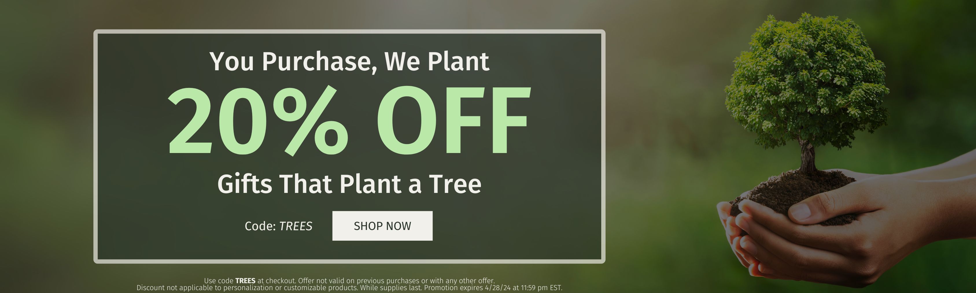 20% off tree gifts with code TREES