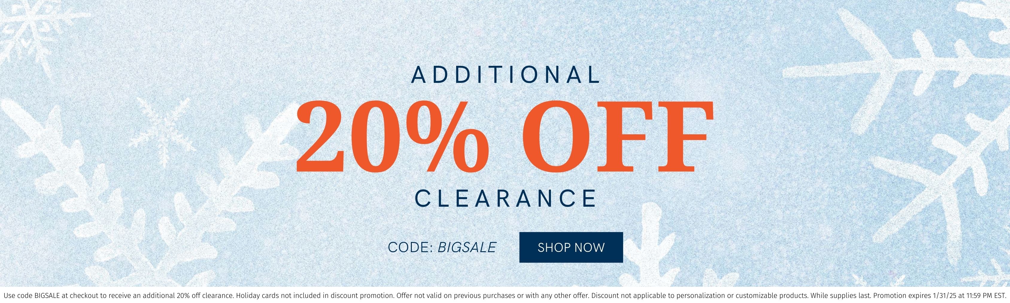 20% off clearance with code BIGSALE