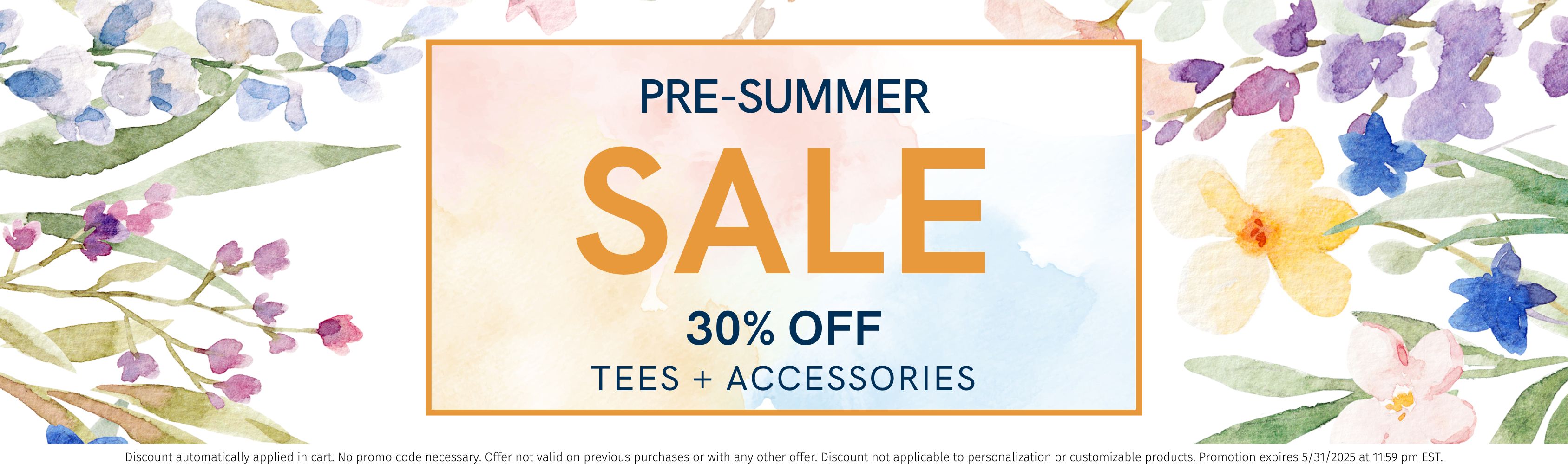 30% off tees and accessories!