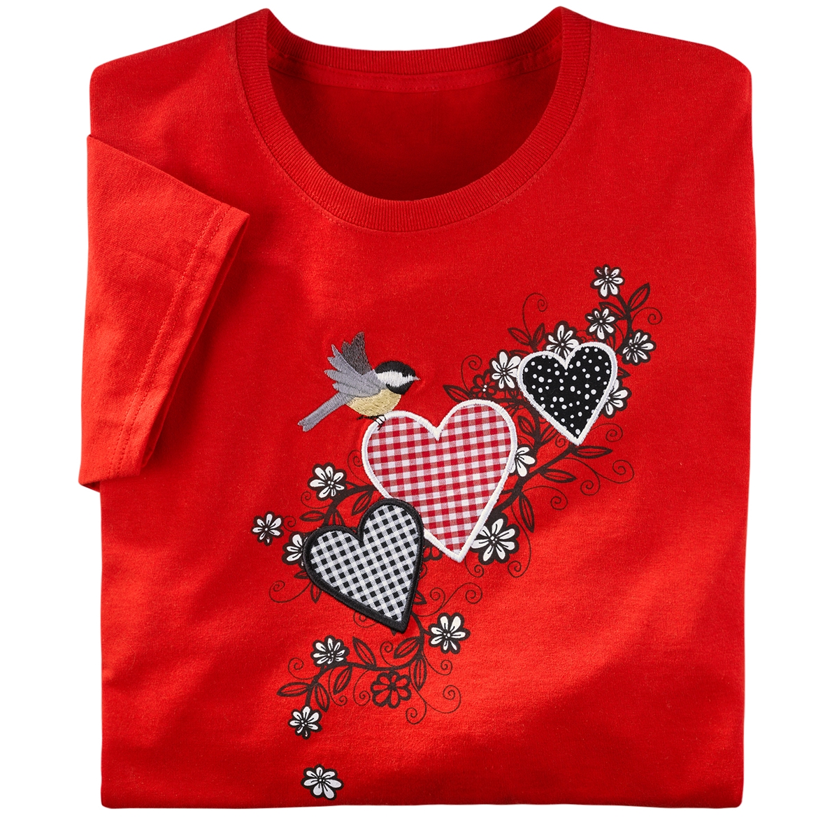 Chickadee and Hearts Tee