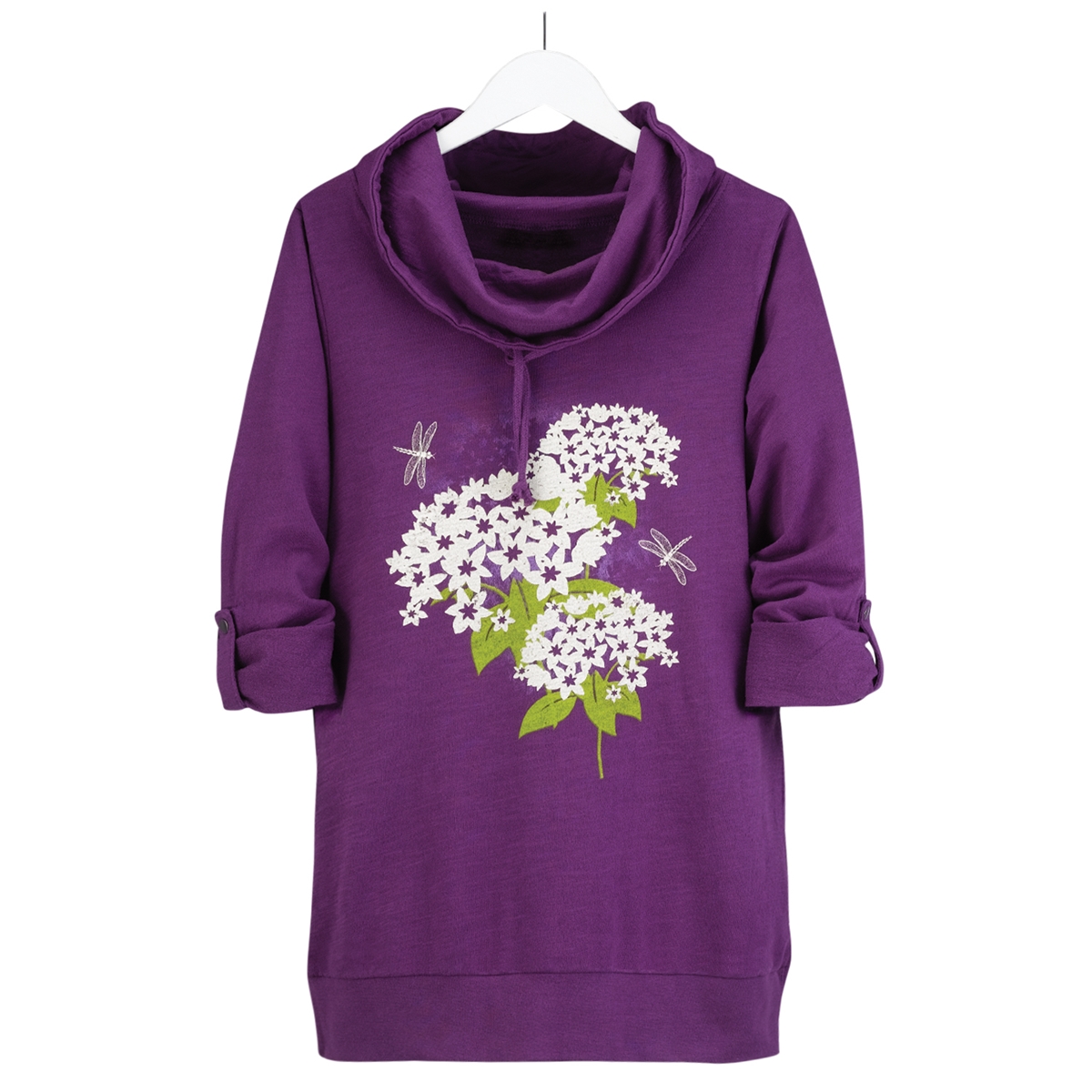 Purple Cowl Neck Pullover