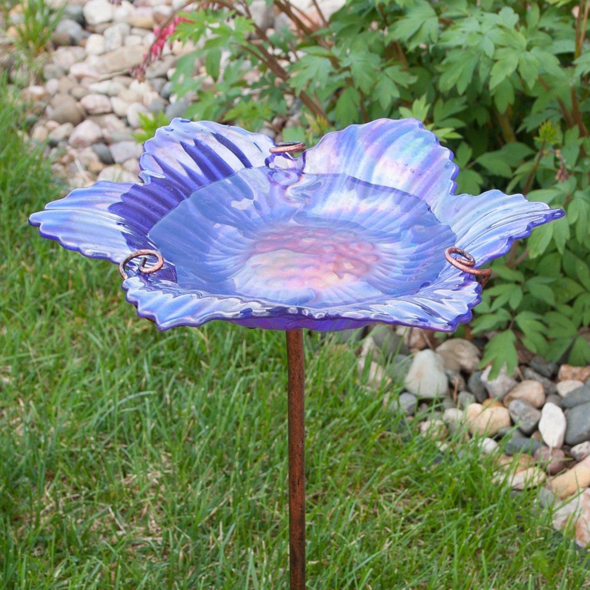 Iris Flower Stake Birdbath