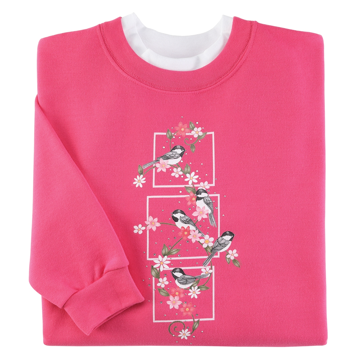 Chickadee Floral Pullover