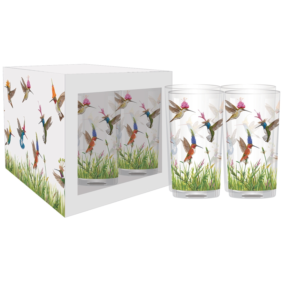 Hummingbird Frenzy Glass Set