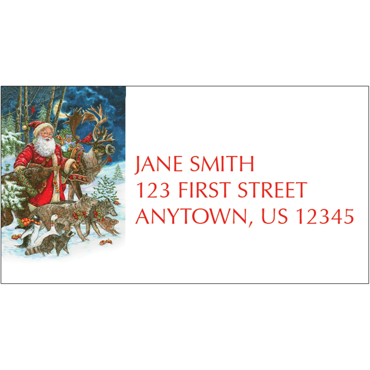 Scandinavian Santa and Animals Address Label