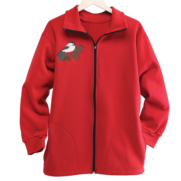 embroidered chickadee sweatshirt