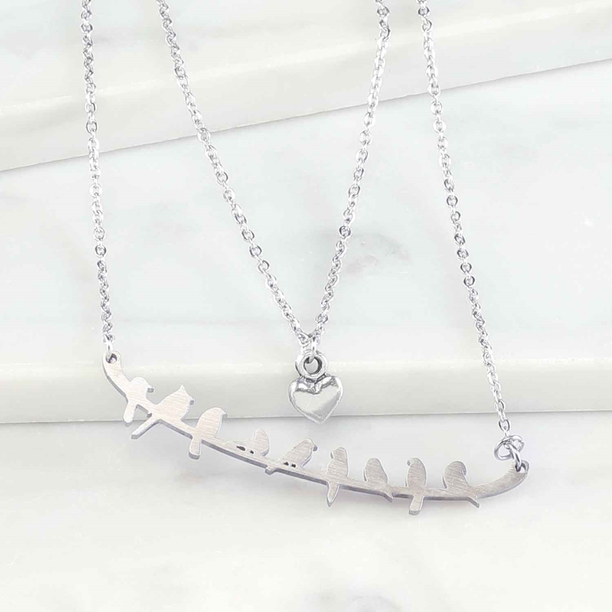 Birds and Heart Necklace Set