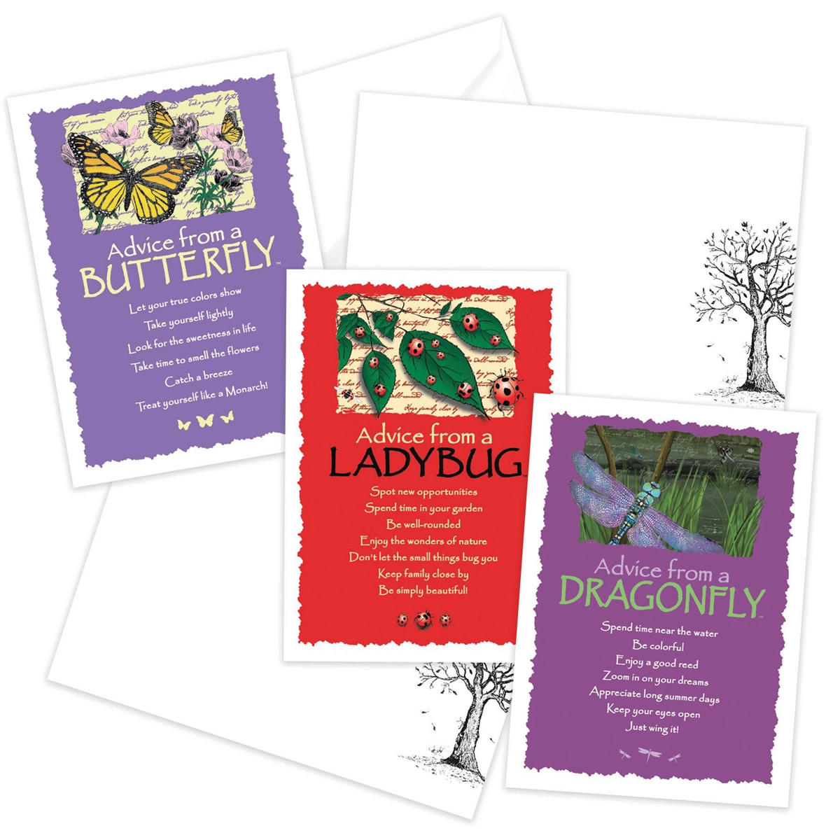 Advice from the Butterfly, Dragonfly and Ladybug Greeting Cards