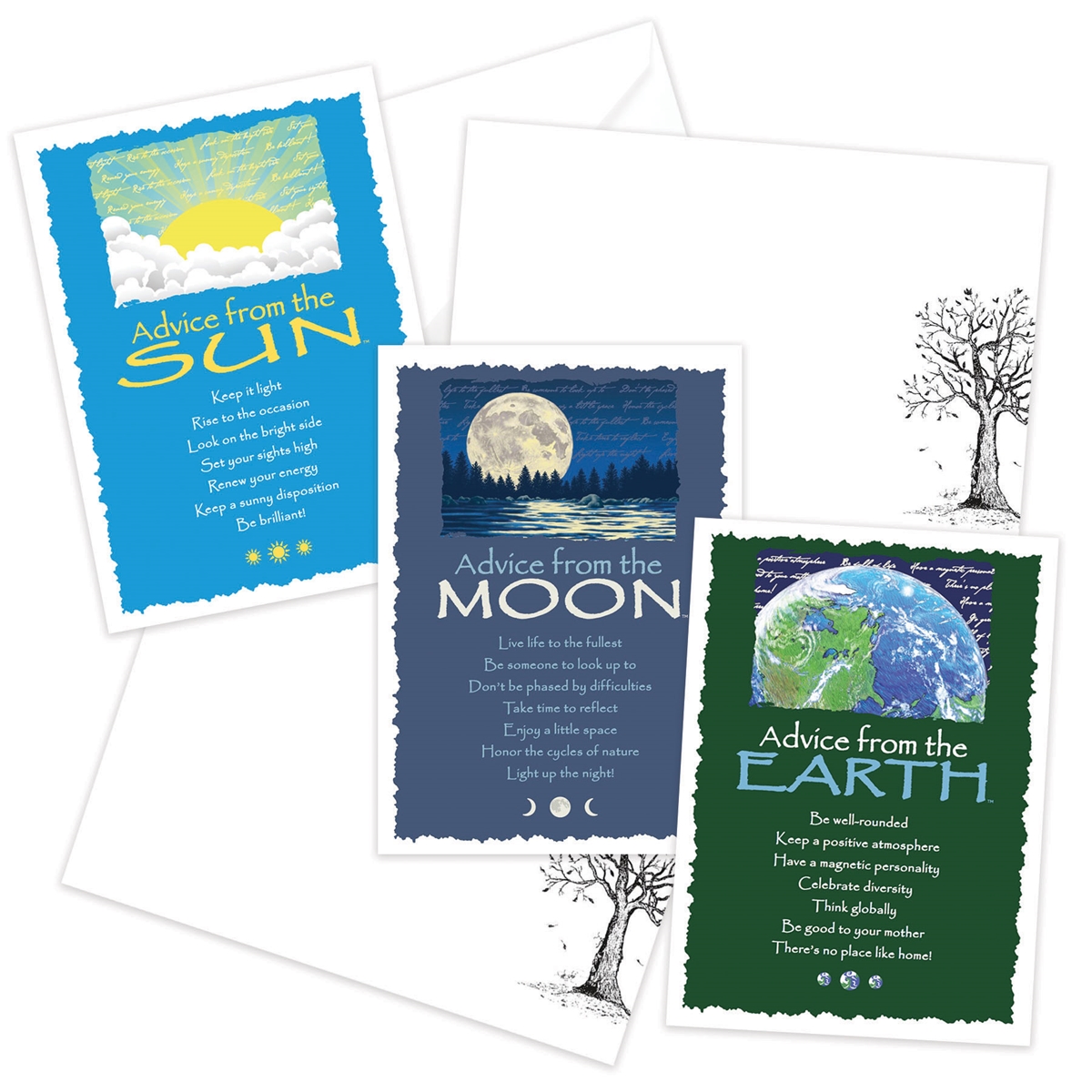 Advice from the Earth, Moon and Sun Greeting Cards