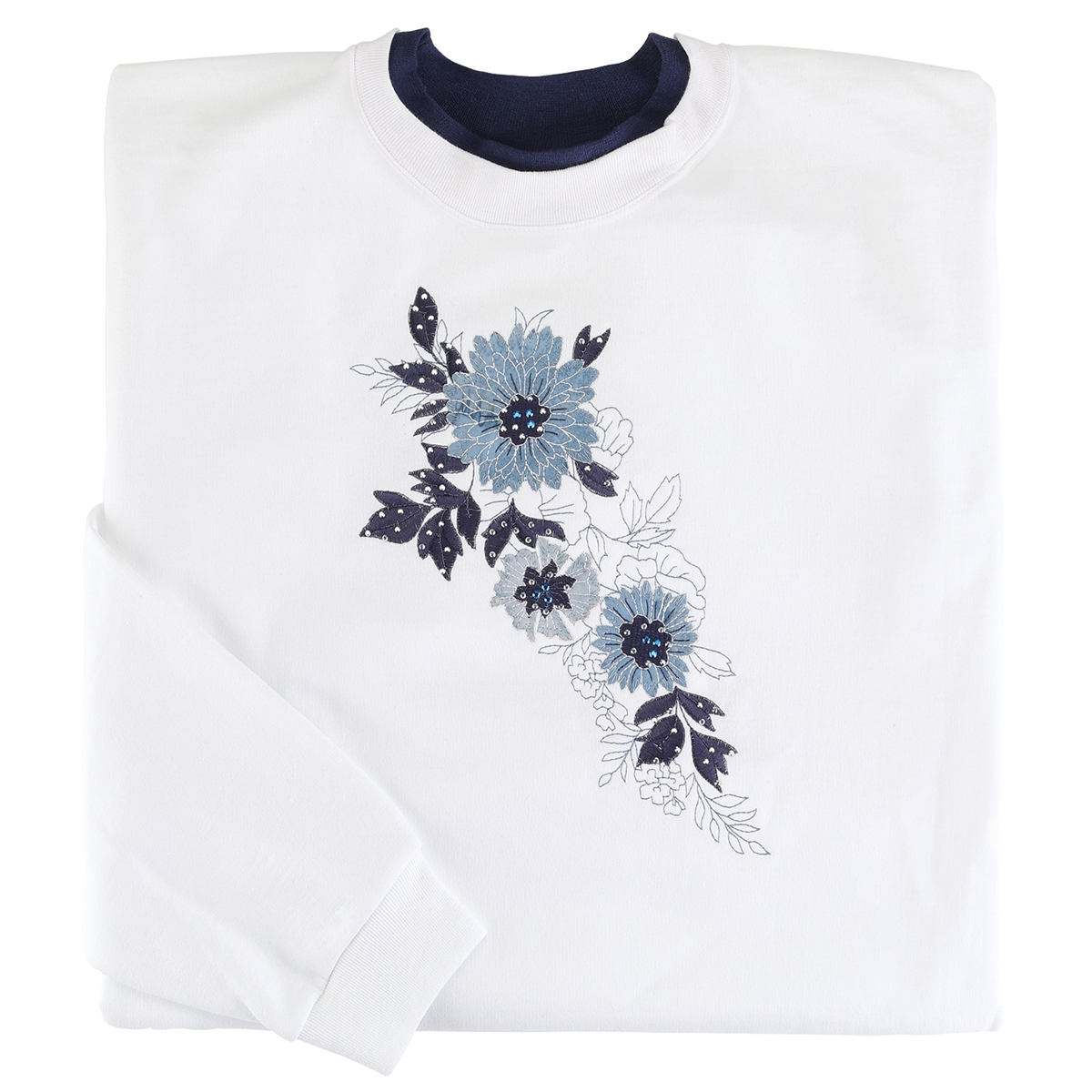 Blue Floral Cascade Pullover