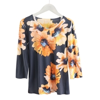 Floral Sublimated 3/4 Sleeve Tee - 655021