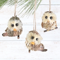 Sisal Owl Ornament Set