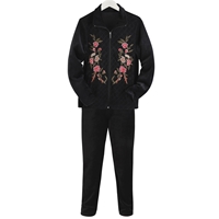 Floral Quilted Velour Pant Set