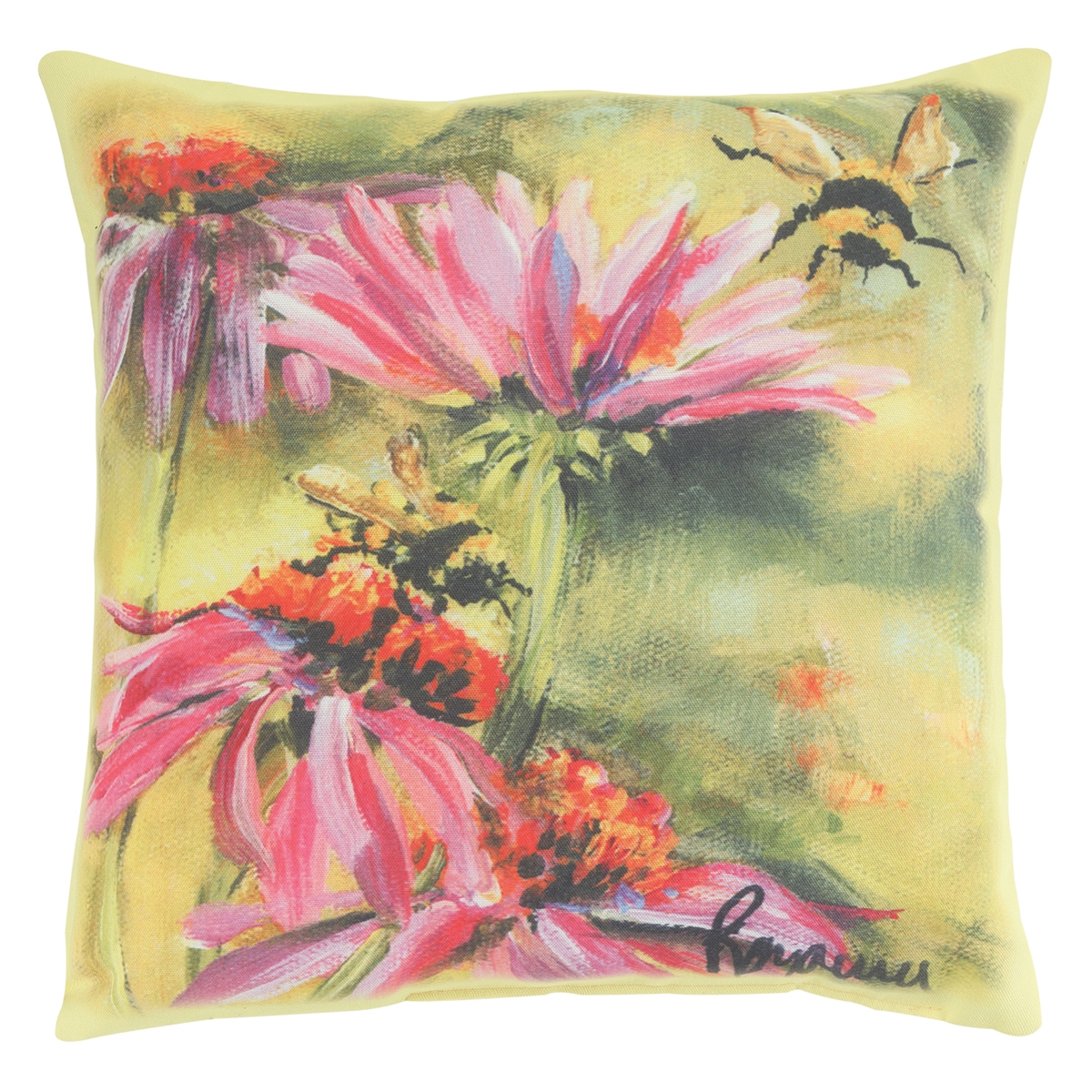 Bee on Coneflower Pillow