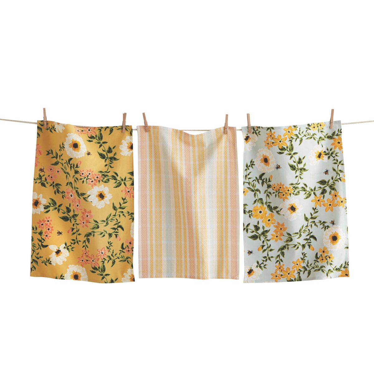 Bee Floral Dish Towel Set