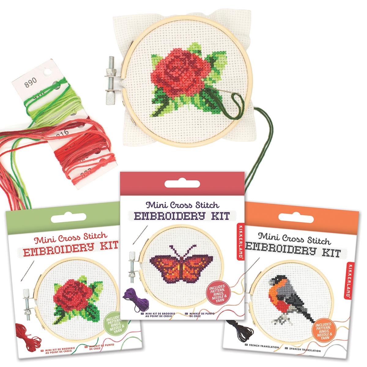 Kikkerland Mini Cross Stitch Embroidery Kits