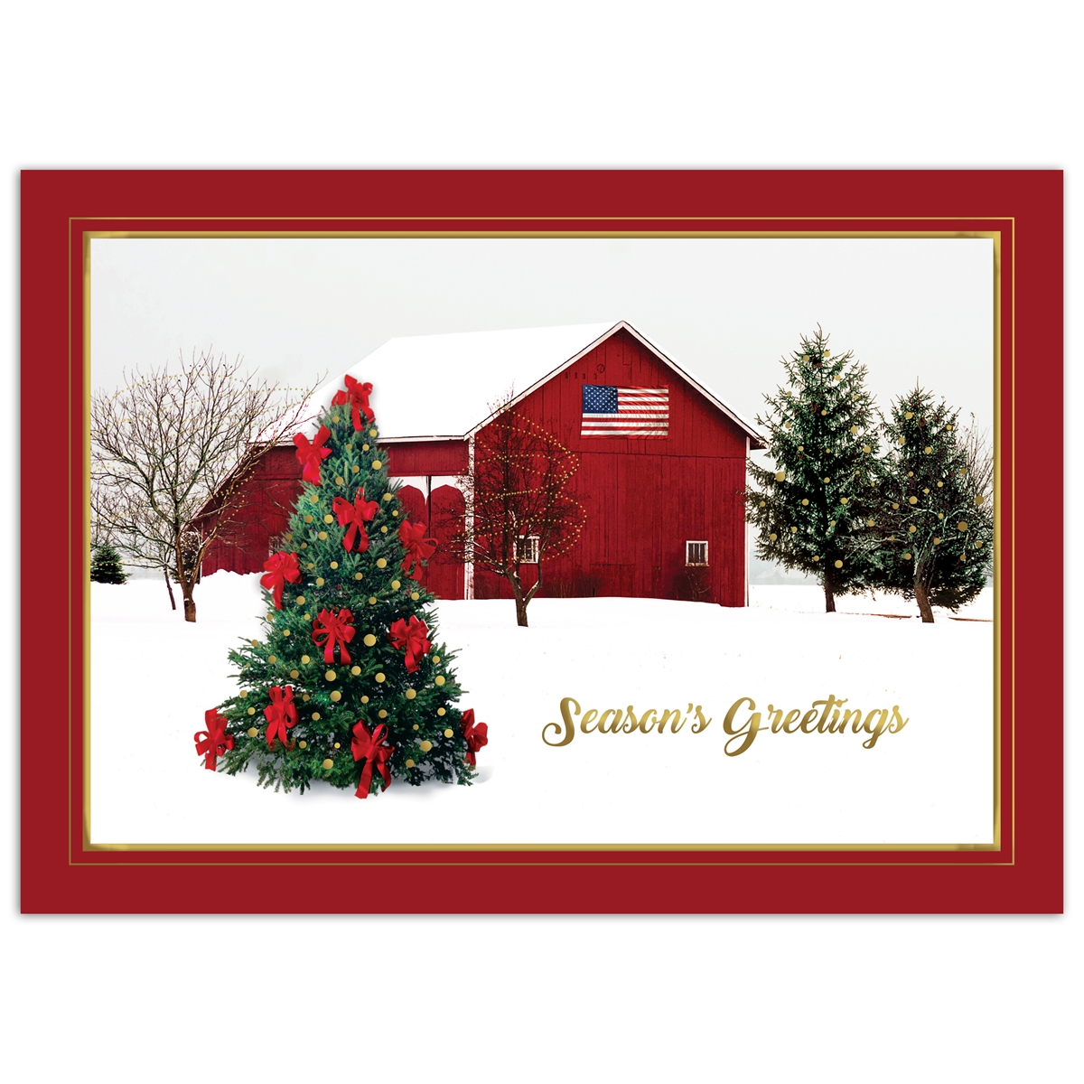 Serene Winter Barn Card