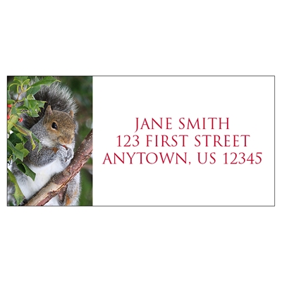 Squirrel in Holly Address Label