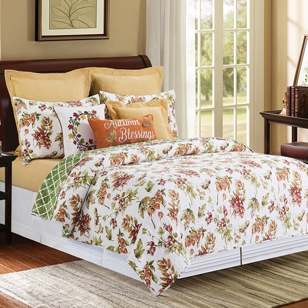 Lake Forest Autumn Tree Print Details about   Fall Quilted Bedspread & Pillow Shams Set 