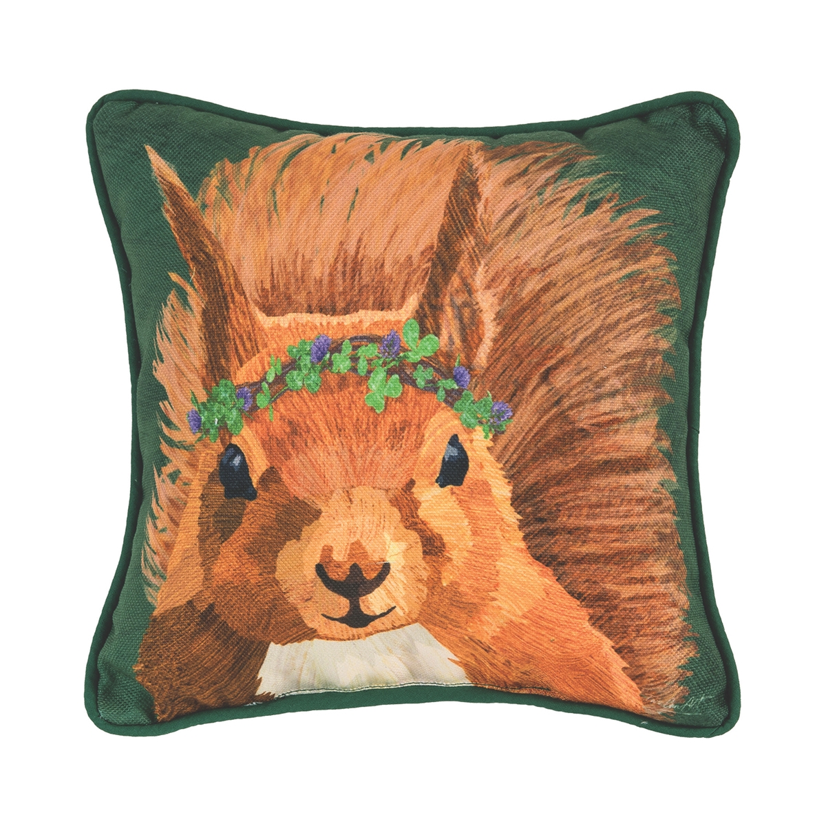 Squirrel and Clover Pillow