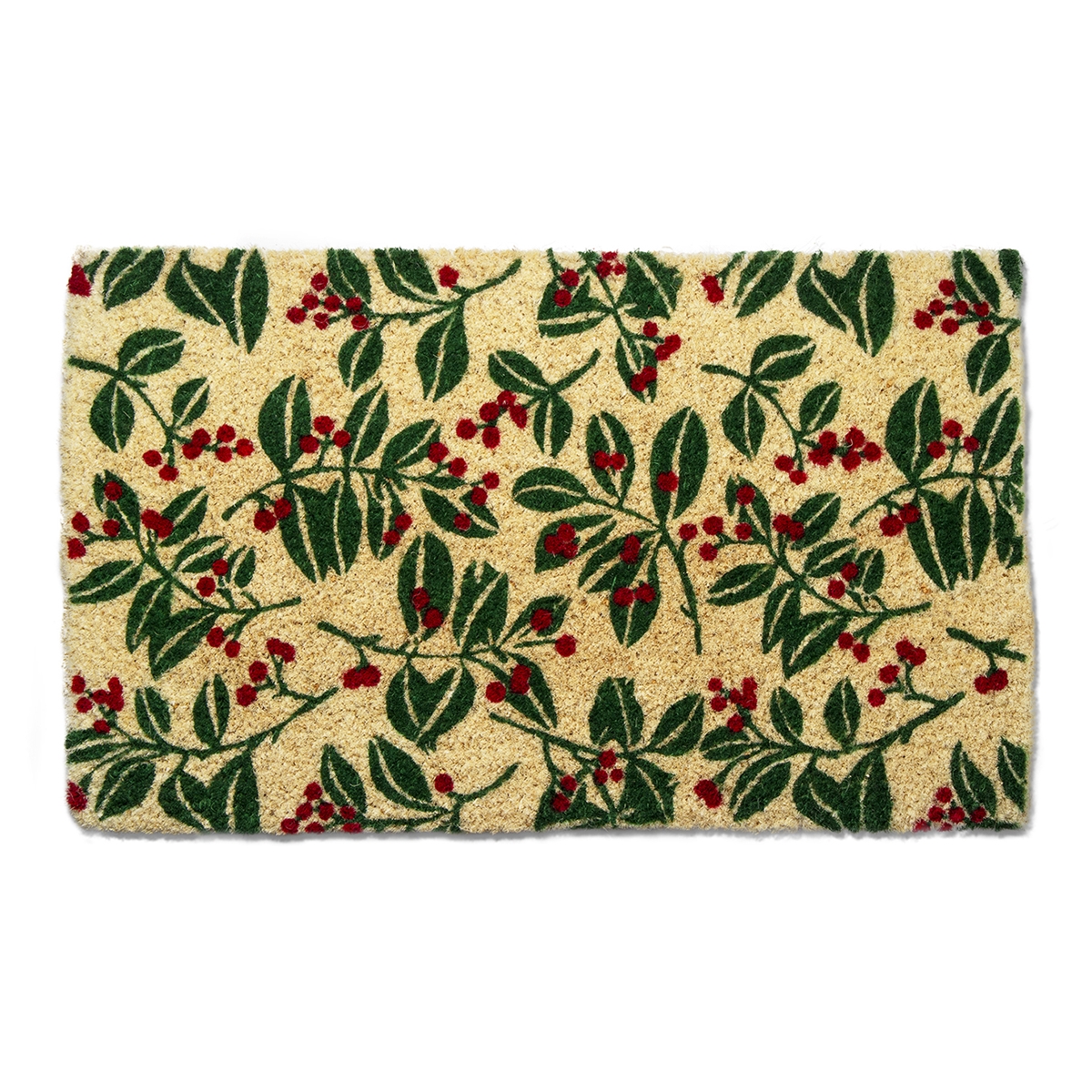 Holly Branches Pattern Door Mat Winter Doormat Welcome Mat 