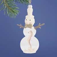 Snowman with Seahorse Glass Ornament