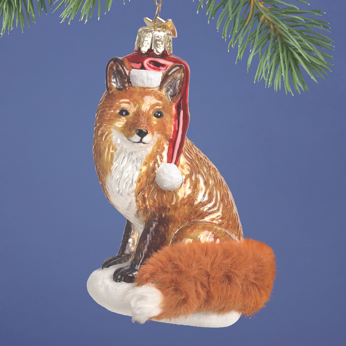Christmas Fox Glass Ornament