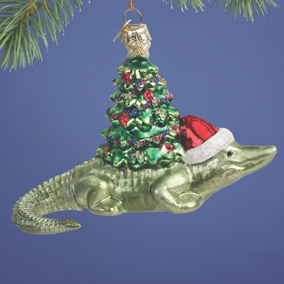 Alligator Glass Ornament