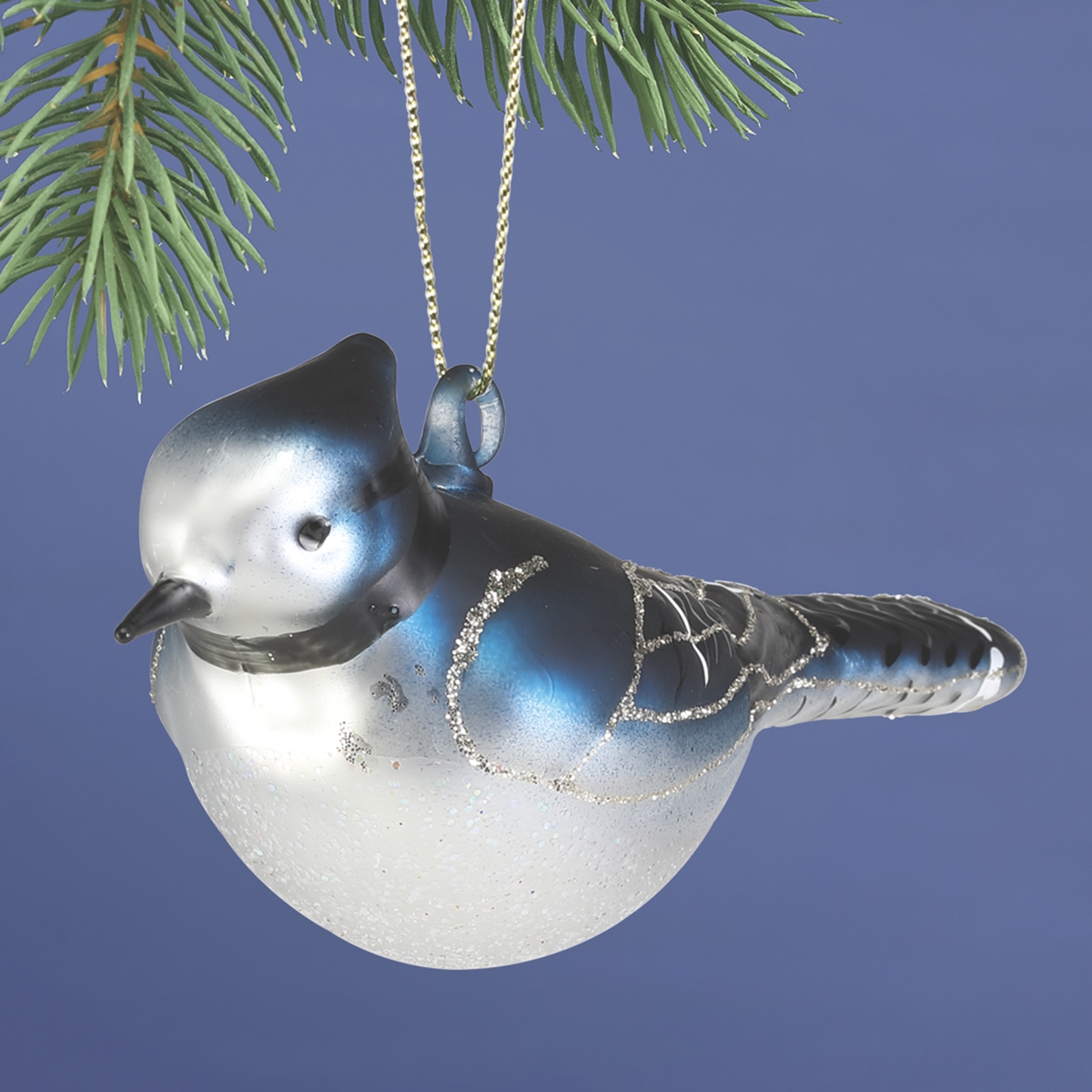Blue Jay Glass Ornament