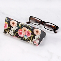 Floral on Black Eyeglass Case - 390006