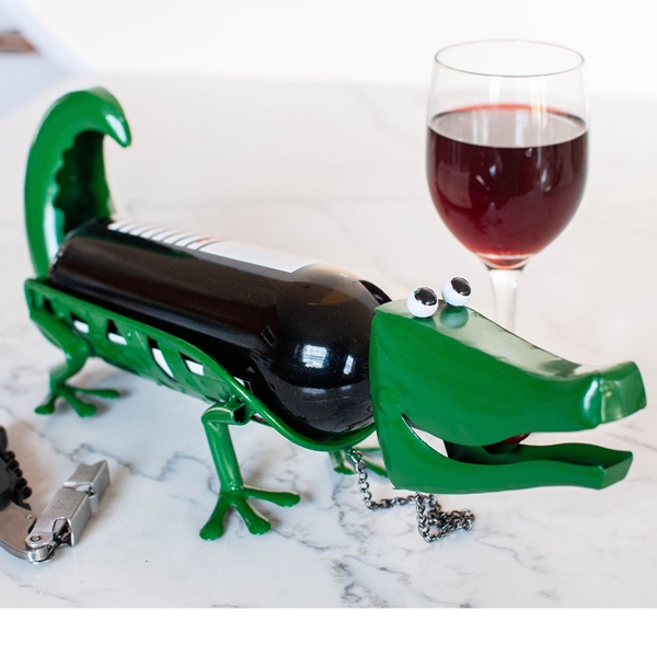 Alternate view: of Alligator Wine Bottle Holder