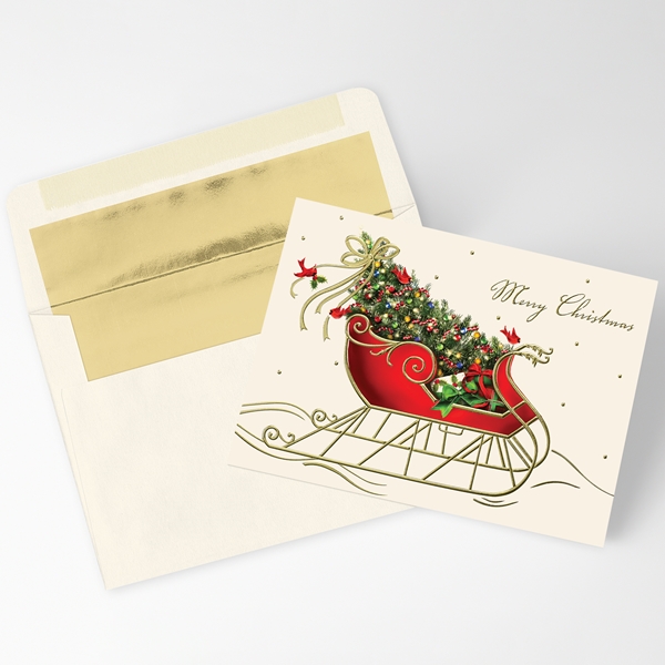 Alternate view:ALT1 of Vintage Sleigh Holiday Cards