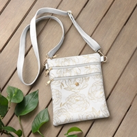 Gold Floral Crossbody Bag - White - 310035