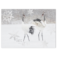 Red-Crowned Cranes in Snow Holiday Cards