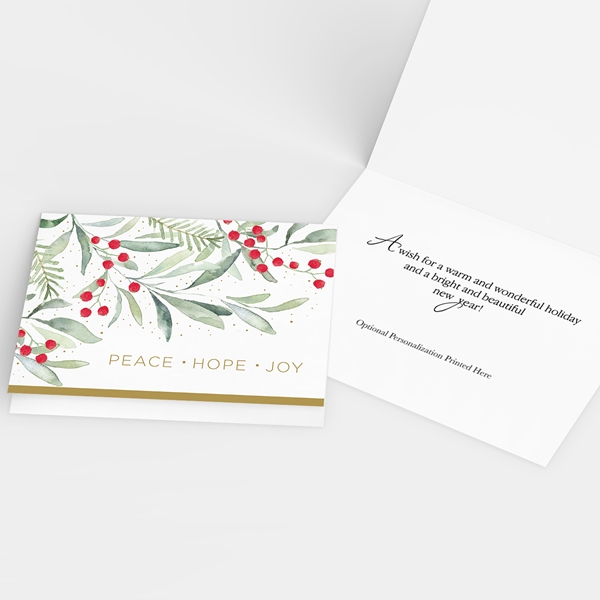 Alternate view:ALT2 of Watercolor Greenery Holiday Cards
