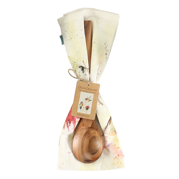 Alternate view: of Hummingbird Kitchen Towel and Spoon Set