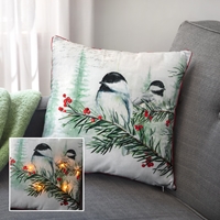 Holiday Chickadee Light-Up Pillow - 400140