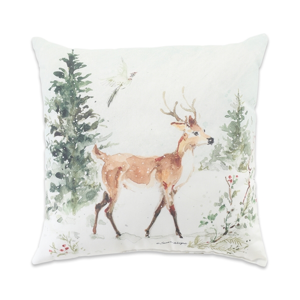 Alternate view:ALT1 of Snowy Forest Moose and Deer Reversible Pillow