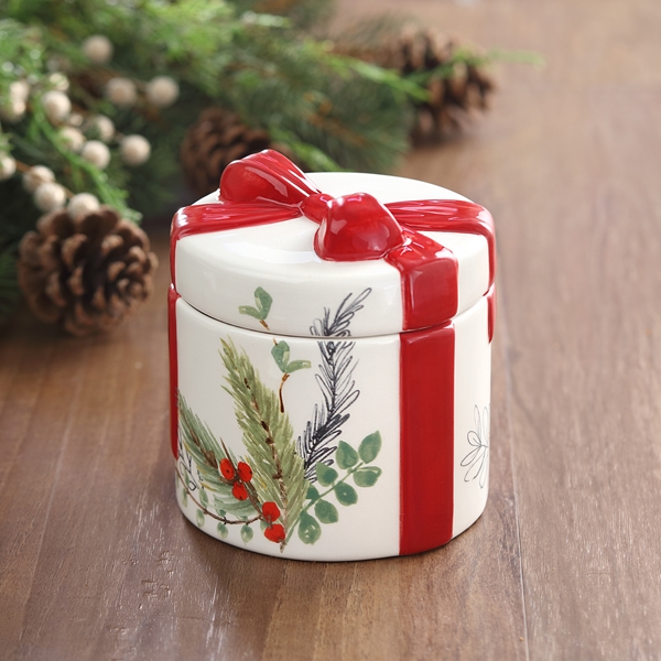 Alternate view:ALT2 of Mistletoe and Holly Candy Jar