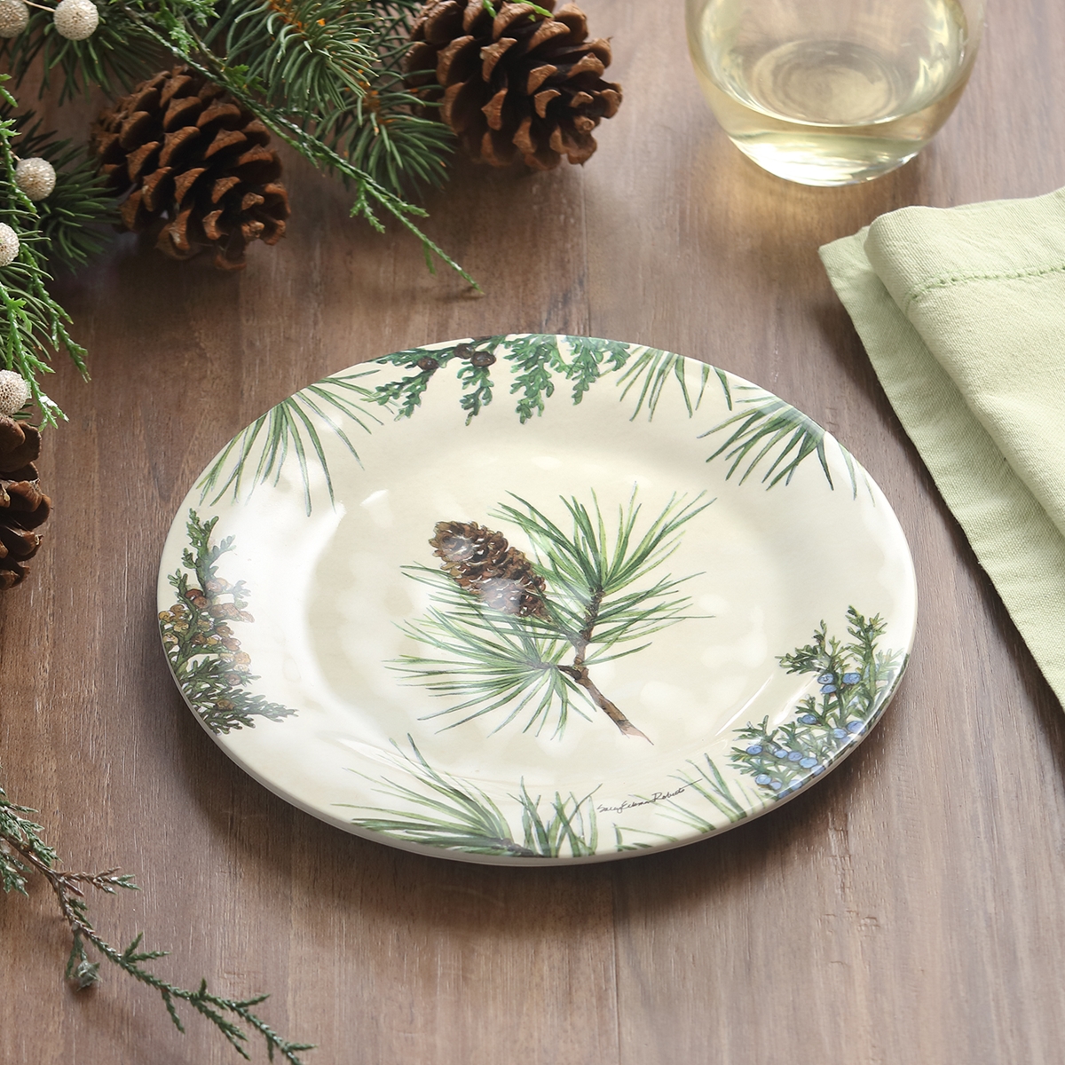 Natural Pine Salad Plate Set