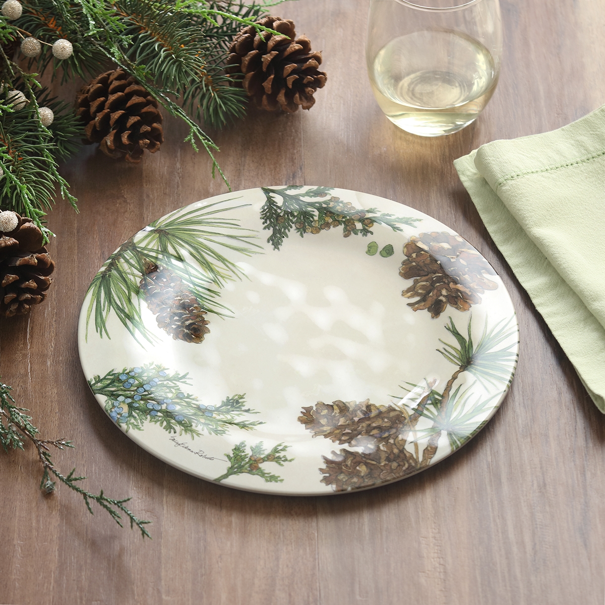 Natural Pine Dinner Plate Set