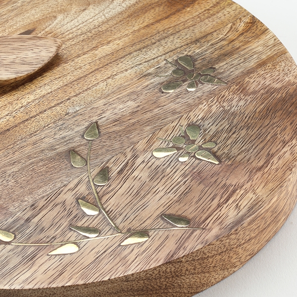 Alternate view:ALT2 of Brass Inlaid Serving Board and Knife Set