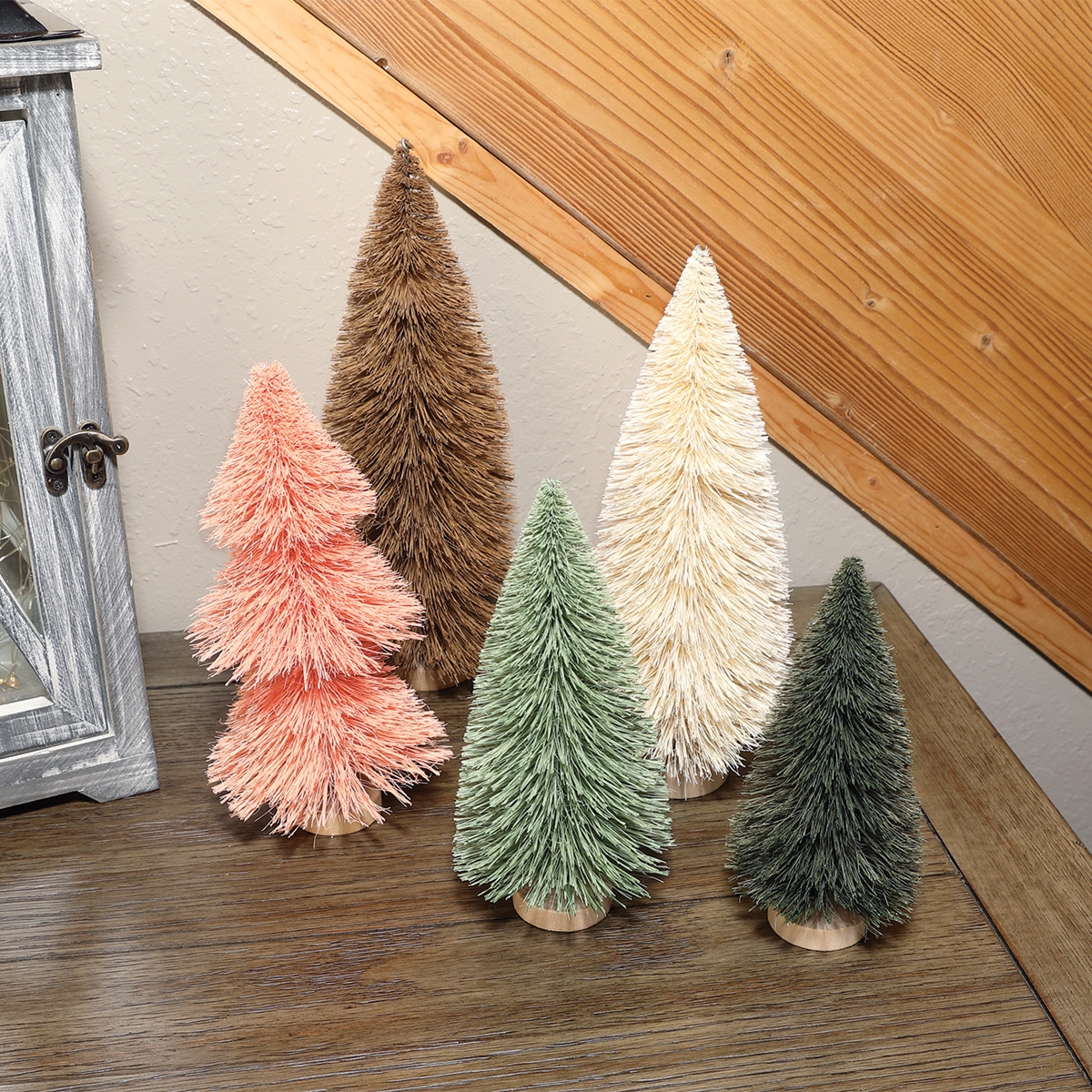 Pastel Mini Bottle Brush Trees in box set of 3