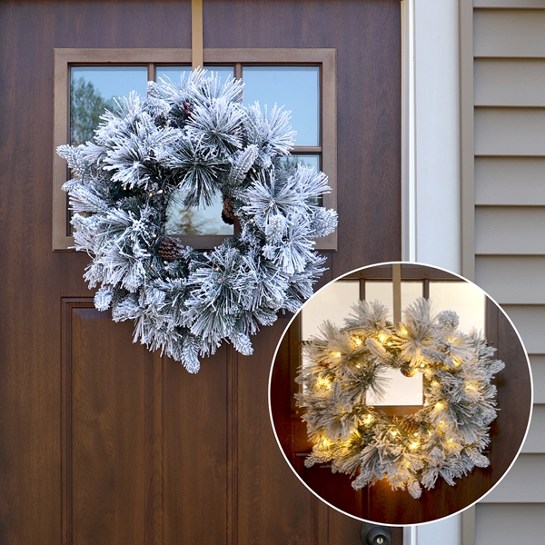 Alternate view: of Frosted Pine LED Wreath