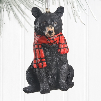 Black Bear with Scarf Ornament