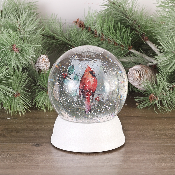 Alternate view: of Light-Up Cardinal Snow Globe