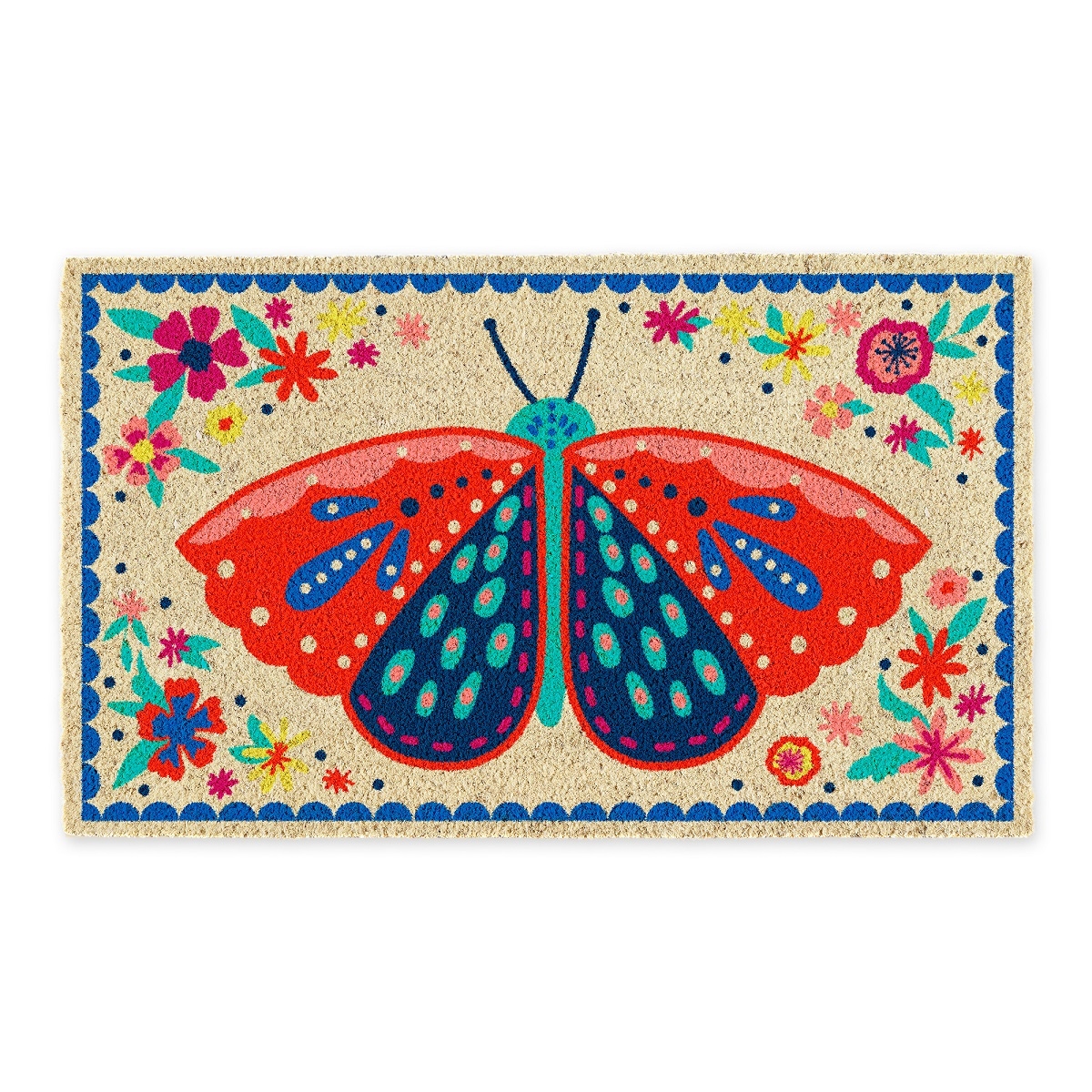 Folk Art Butterfly Doormat