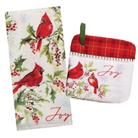 Cardinal and Holly Joy Dual-Purpose Towel and Pocket Mitt - 443050