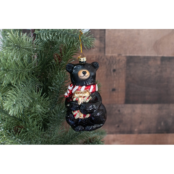 Alternate view: of Black Bear Glass Ornament
